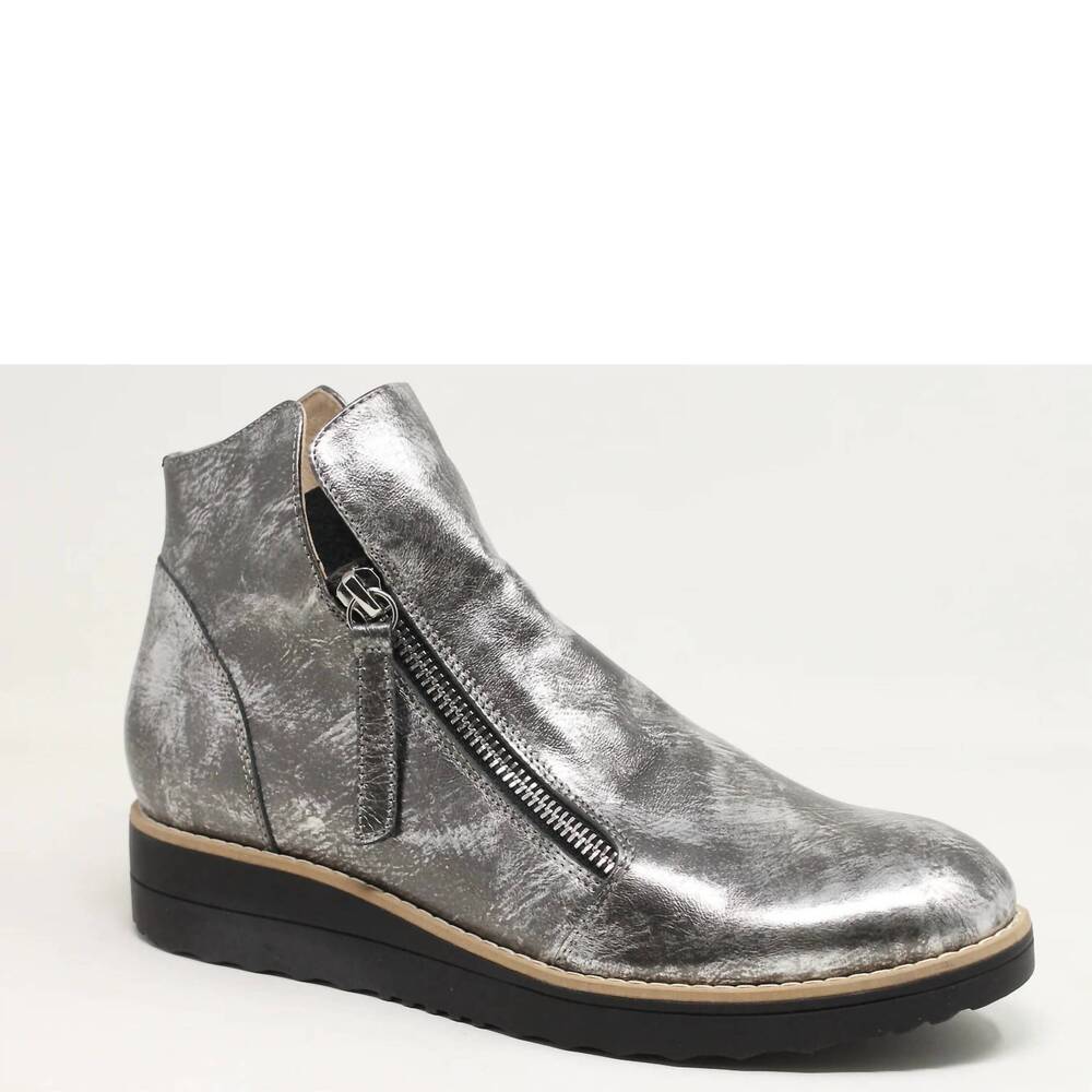 NEW DJANGO & JULIETTE women's smudge leather sneakers in metallic black